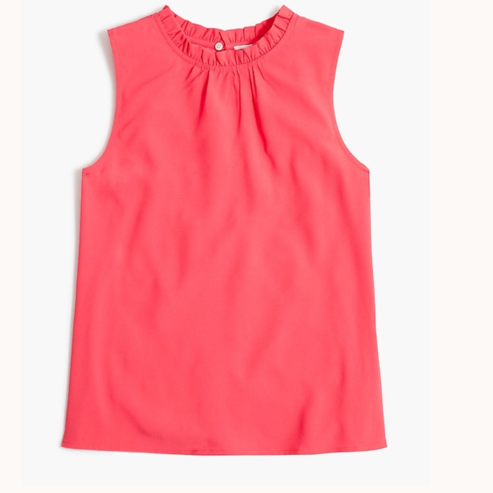 J. Crew Factory Pink Ruffle Neck Sleeveless Blouse